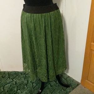 Olive green lace LulaRoe Lola skirt
